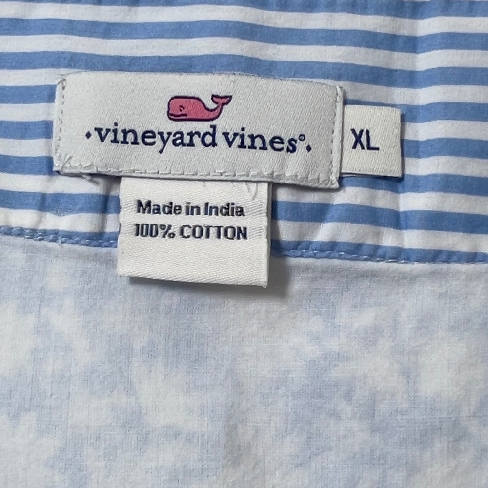 Vineyard Vines Otomi Sleeveless Tunic Dress Womens Sz XL Blue Floral Stripe - Picture 5 of 12